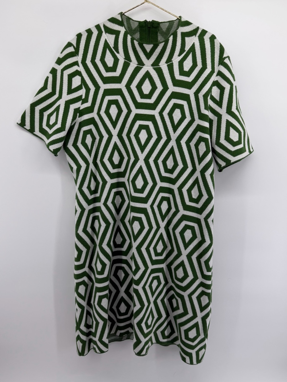 Anthropologie Green & White Mod Mini Dress